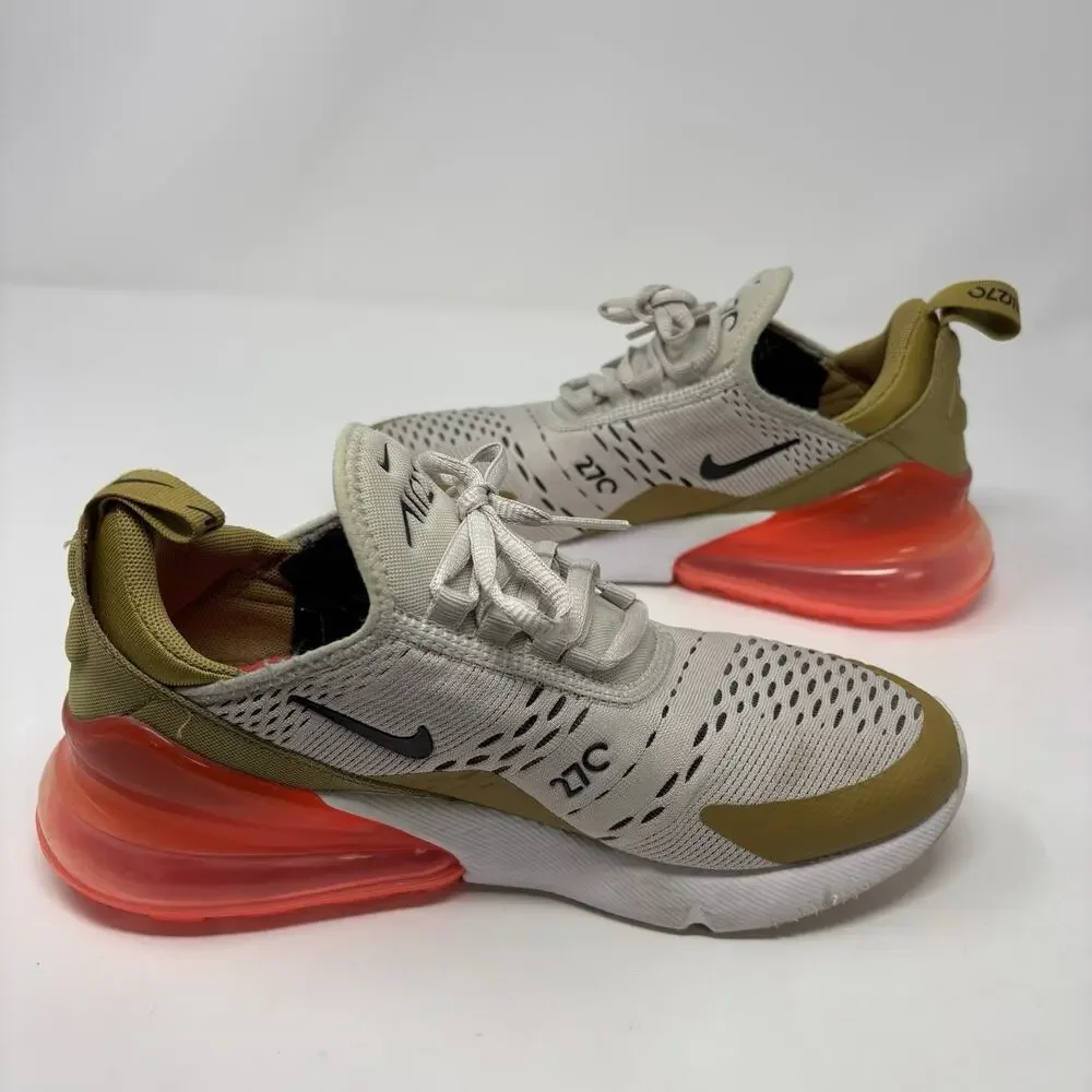 Nike‎ Air Max 270 White Gold Orange Athletic Running Shoes Women’s 7 AH6789-700